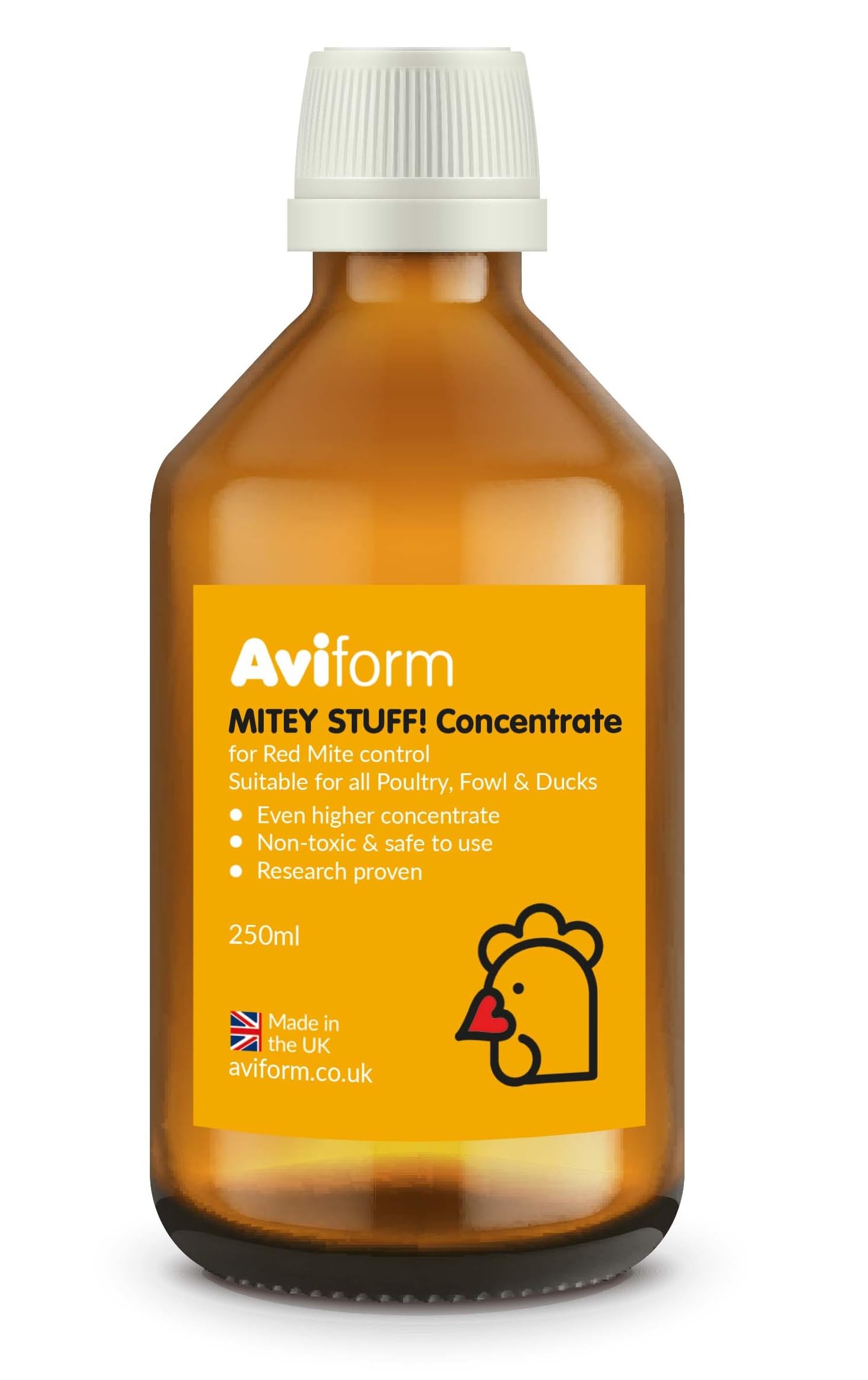 Aviform MITEY STUFF! Red Mite Liquid for Poultry Birds - Prevent Mites, Lice And Fleas on Chickens - Simply add to drinking water (250ml)
