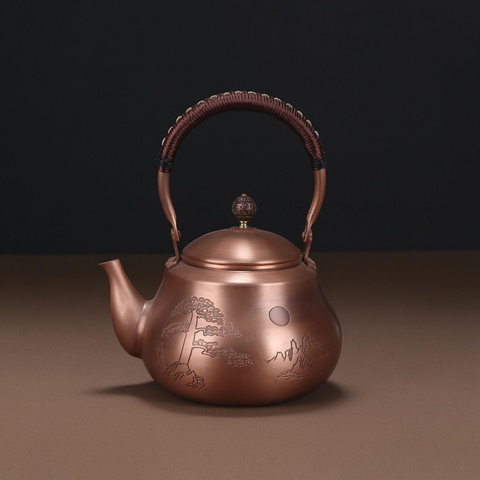Qianly Tetera Cobre Vintage Tetera Martillada sin Fugas Vajilla para Aficionados Al Té, Cocina, Estilo Chino, Cobre Martillado, Gran Capacidad, Retro, Saludable, Patrón De Caballo