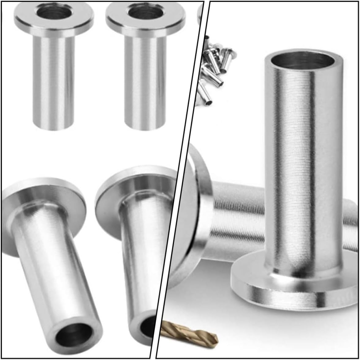 65pcs Stainless Steel Cable Protective Sleeves with Gold Drill Bit for Deck Cable Railing Wire Rope Protector DIY Balustrade Installation