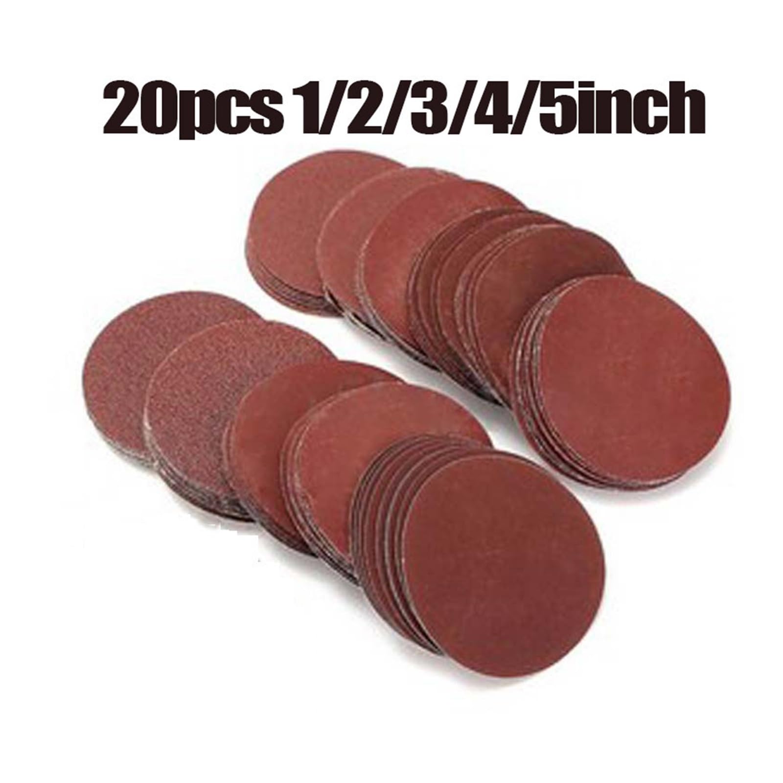 Nass- und Trockenschleifpapierscheiben, 20 Stück, 1/2/3/4/5 Zoll, Aluminiumoxid, Klettverschluss, Körnung 602000, für Drehwerkzeug, Schleifmittel, Polieren, perfekt für Heimwerker und professionelle