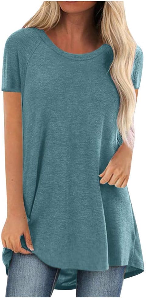 Vintage Tunic T-Shirts for Women Casual Ethnic Print Comfort Crewneck Blouses Tees Summer Loose Fit Short Sleeve Tops