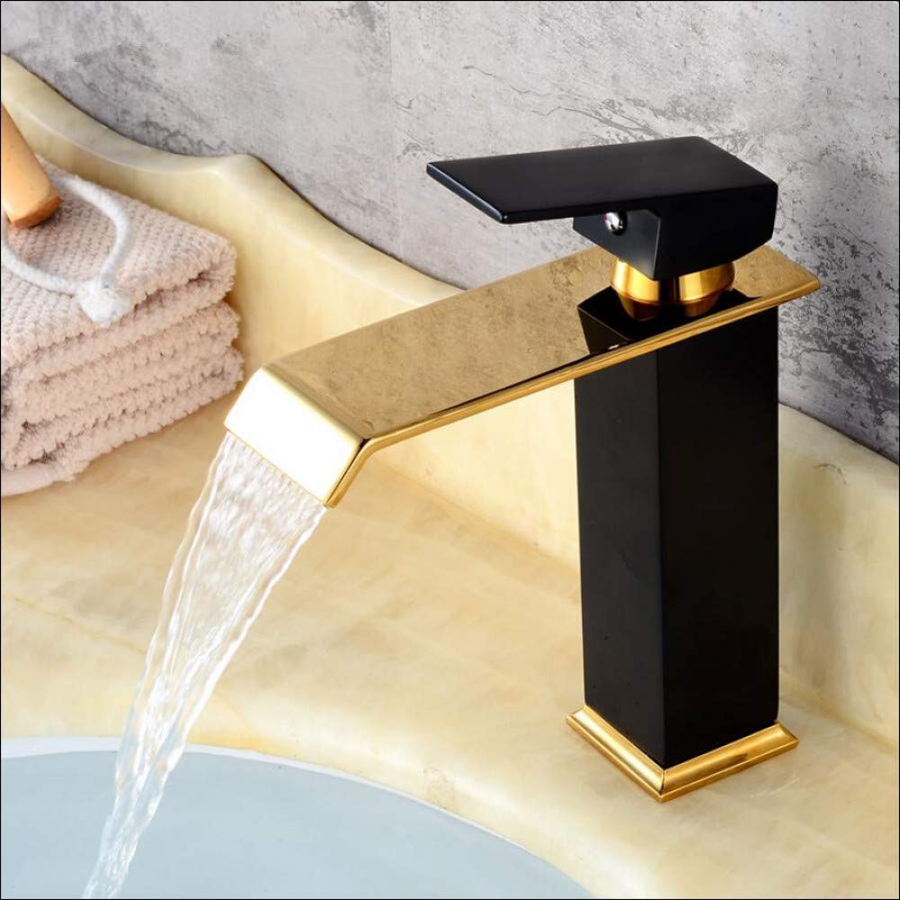 Zqfhsx Gold/White Kitchen Taps And Color Finish Basin Faucet Waterfall Bathroom Mixer Tap With Hot Cold Water Crane