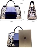 Vista 4 de Bolso de mano para mujer, bolso de mano de moda bordado de charol