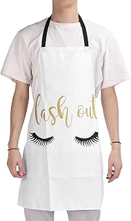 Apron, Custom Apron for Women Men Kitchen Aprons Soft Washable Eyelash Pattern Apron Workman Tool Apron for Kitchen Beauty Salon Barber Apron Work Apron Bib Apron Cooking Baking Apron(white)