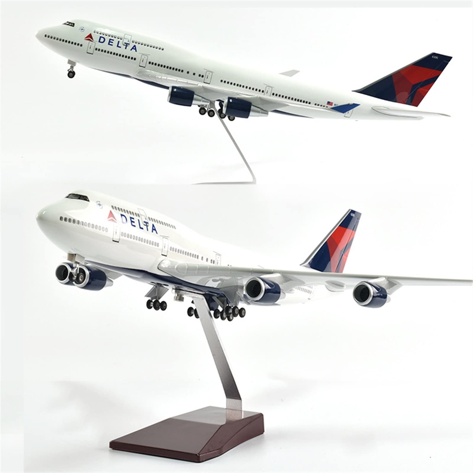 47cm Talon dla Boeing B747 Model samolotu 1 w skali 160 odlewane ciśnieniowo koło z żywicy kolekcja prezentów Hobby zestaw do gry (Delta ze światłem)