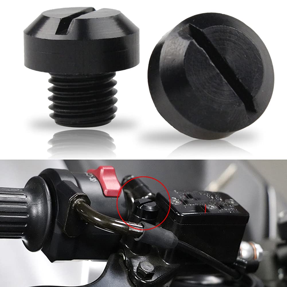 2Pcs M10x1.25 Motorcycle Mirror Hole Plugs Right Left Screws Bolts Aluminum CNC for Yamaha for Kawasaki for Suzuki Motor Parts (Black)