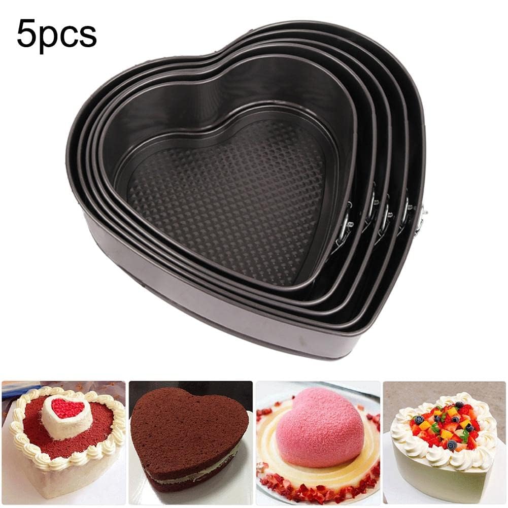 SHINE Juego de 5 moldes antiadherentes para tartas en forma de corazón