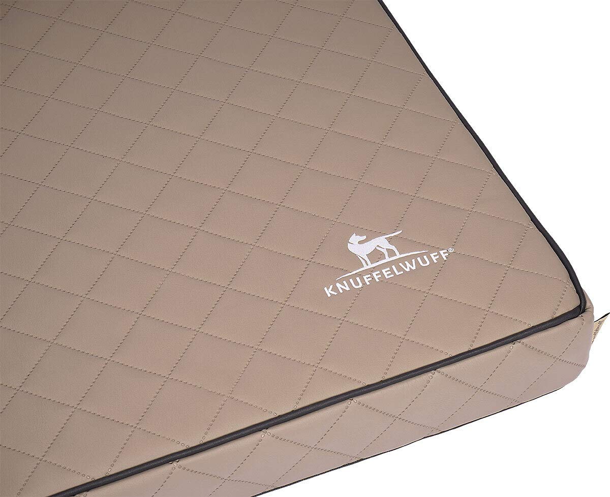 Knuffelwuff Tapis orthopédique pour chien, Coussin orthopédique Juna, similicuir surpiqué au laser, gris 136x84x10cm