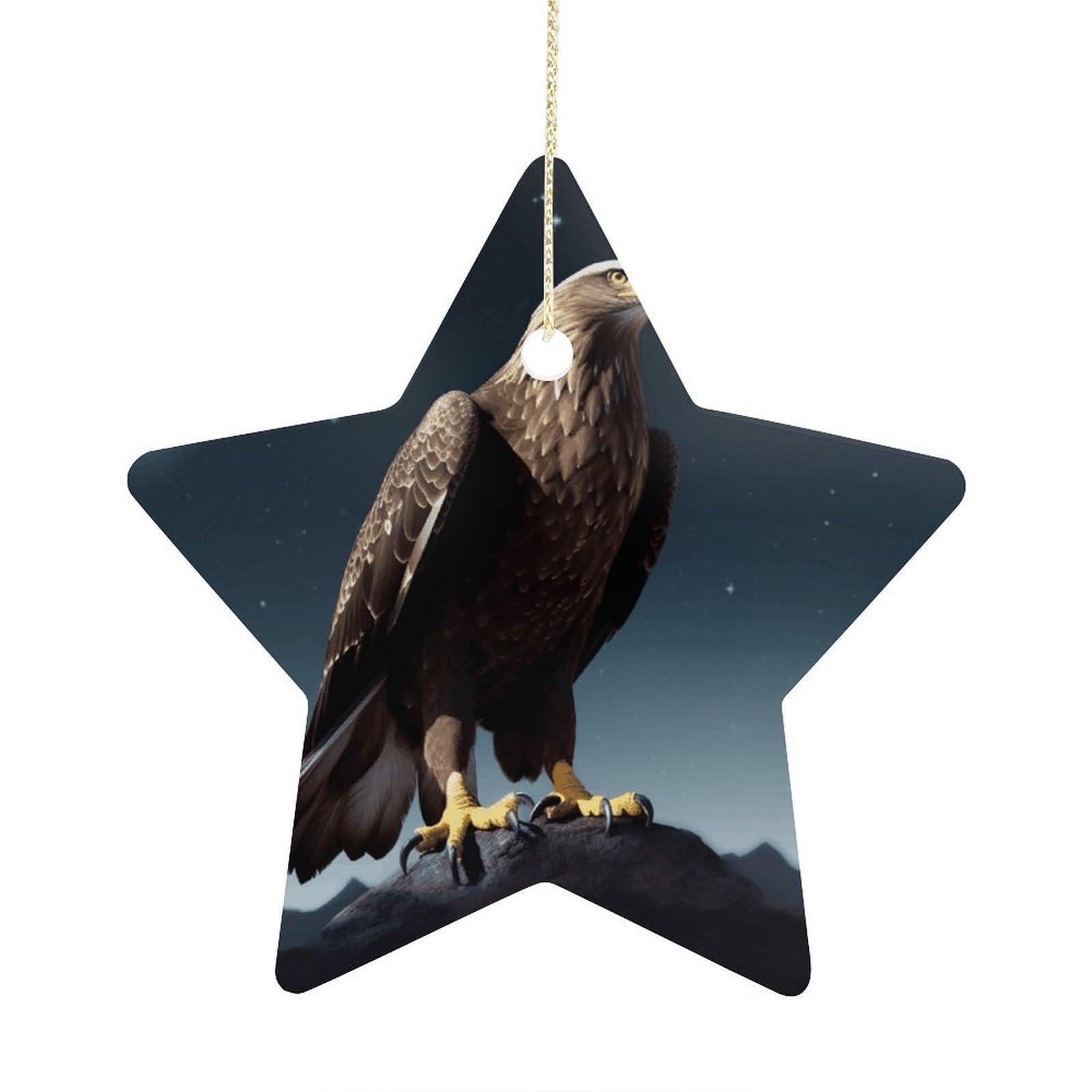 Fodpand Women's Style Eagle Under The Stars Ornament With String, Keepsake Hanging Decorations,Ceramic Ornaments For Men Indoor Home Holiday Party Gifts