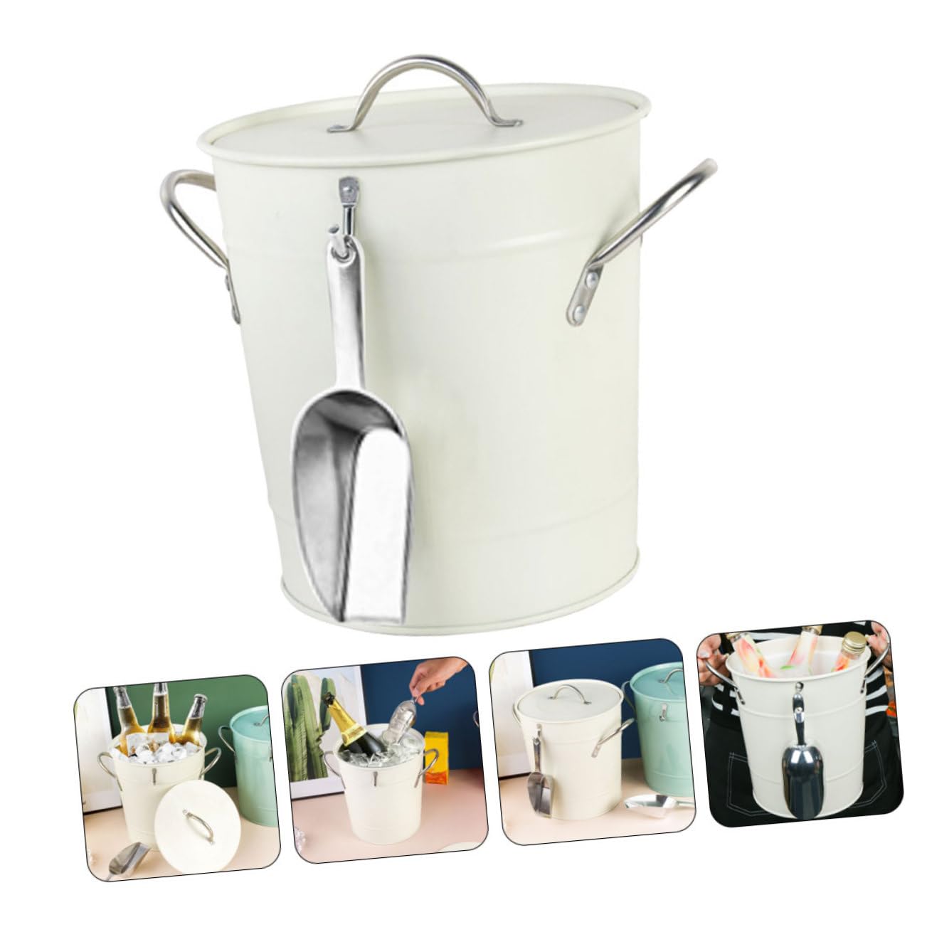 TOPBATHY Cubeta de Hielo Cubo de Cerveza de Bar Cubo de Vino de Bar Cucharada de Hielo Bebidas portátil Barril de Vino Botella de Cerveza envase Barril metalico Acero galvanizado
