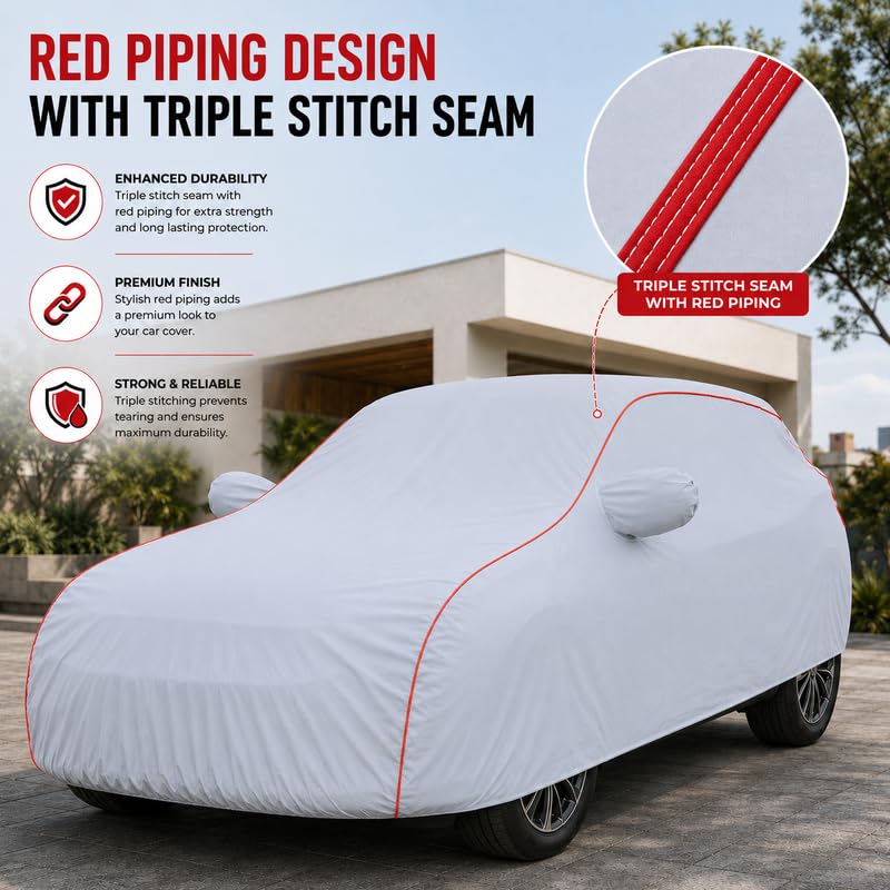 Image of Maruti WagonR Car Cover for LXi CNG, VXI, CNG & VXI ABS 2010-2018 Models 100% Waterproof, All Weather Protection, Mirror & Antenna Pocket, Soft Inner Lining, Triple Stitched (Dark Grey)