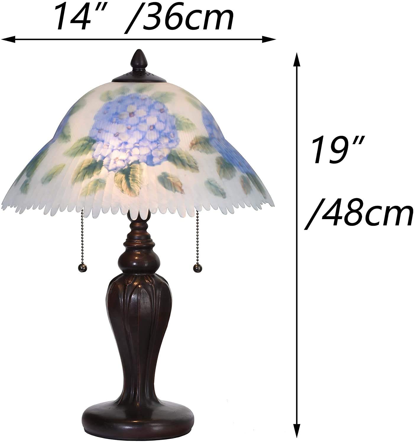 Bieye L30780 Lampada da tavolo in vetro colorato in stile Tiffany con base a braccio girevole per la lettura e la decorazione della casa (rosso barocco)