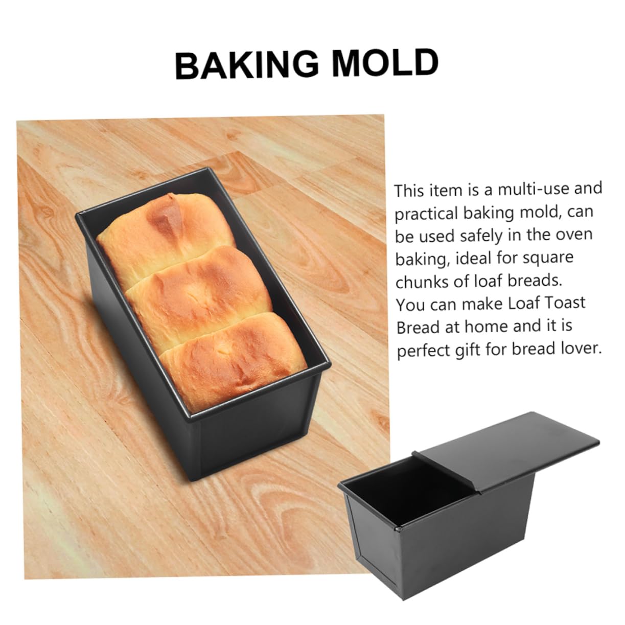 Eisen Toastbackform mit Antihaftbeschichtung und Deckel für Backen Zuhause Kastenform mit Ausgezeichneter Wärmeleitung und Praktischem Design