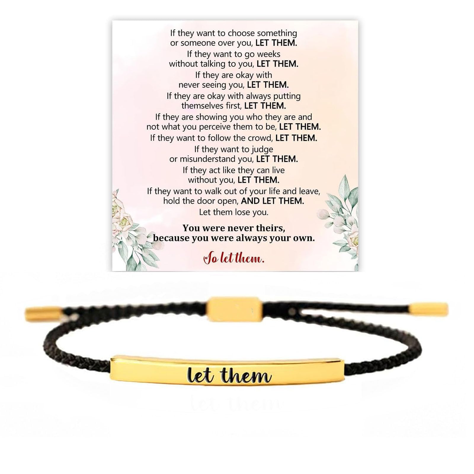 LIU JUN Let Them Bracelet for Women, Adjustable Braided Stainless Steel Engraving Inspirational Let Them Bracelet Gifts Jewelry