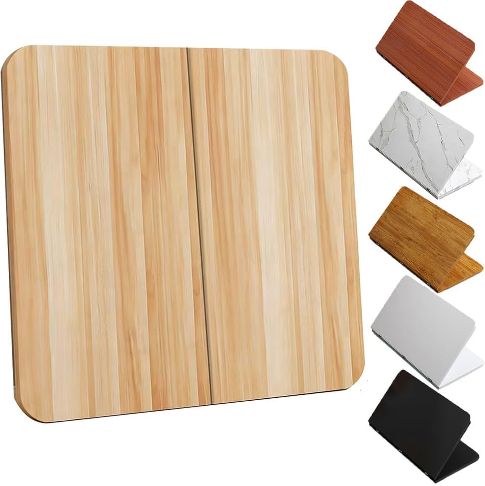 Folding Square Table Top, Large Wood Dining Table Replacement Top 24" 33" 35" 38" Mahjong Table Temporary Tabletop, Portable Desktop Indoor Outdoor(Light Walnut,88cm(34.6"))