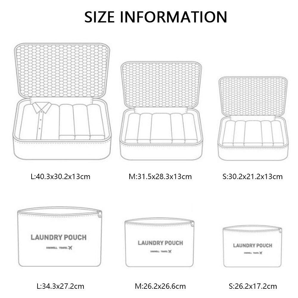Vicloon Organizer Valigie Viaggio Set 6/8 Pezzi, Cubo Borse di Stoccaggio, Waterproof Separatori Buste Viaggio Travel Organizer, Organizer da Viaggio per Vestiti, Scarpe, Cosmetici Cubi di Imballaggio