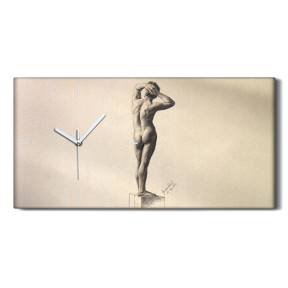 Horloge sur toile art moderne 60x30 cm de haute précision avec aiguilles blanches
