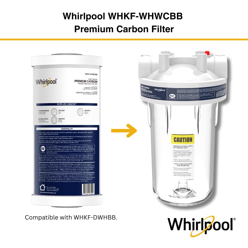 Whirlpool 10 x 4 5 Premium Carbon Water Filter WHKF-WHWCBB NSF Certified 5 Micron Reduces Chlorine and Sediment — view 4