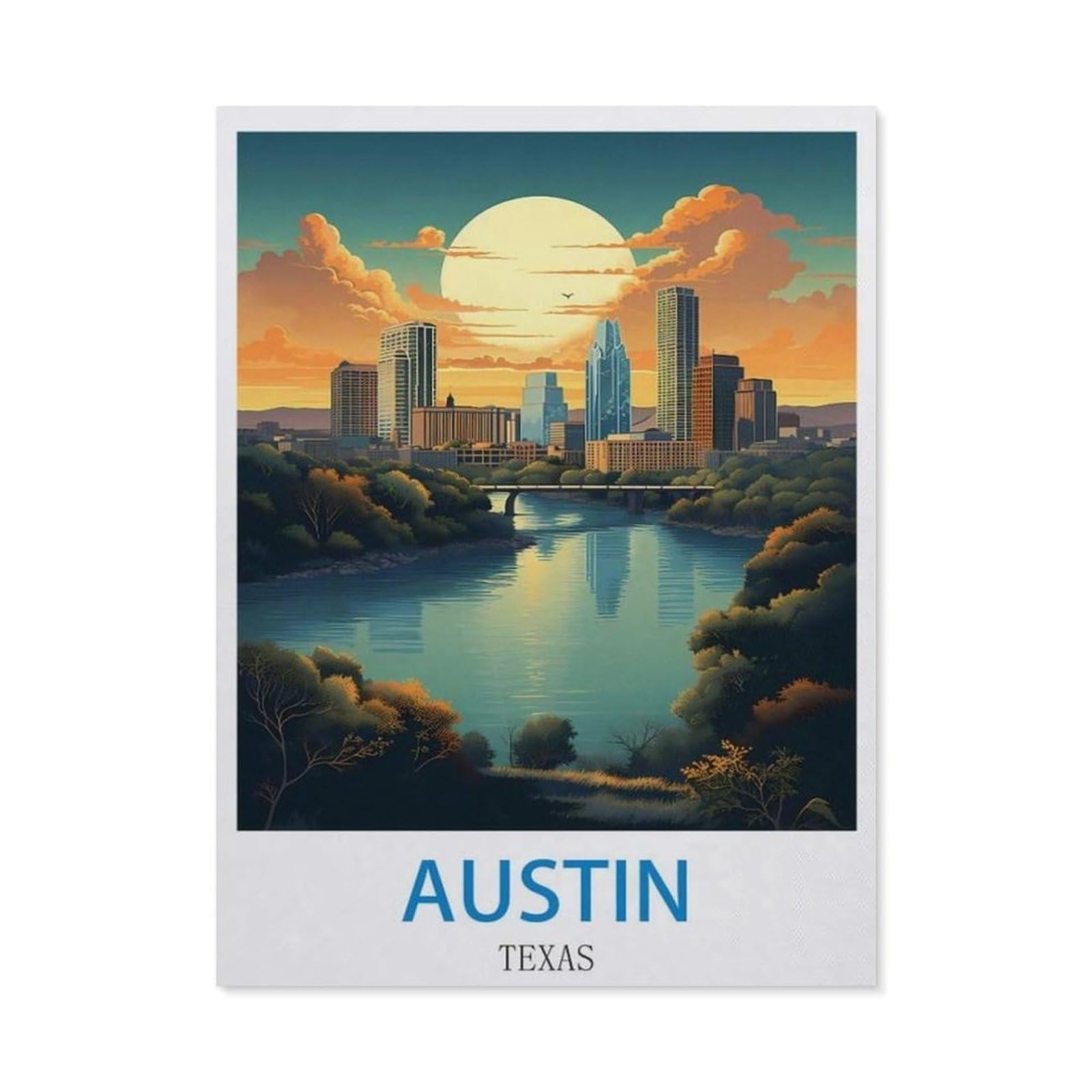 BEAYODKP Diamond Painting，Austin Texas，Diamond Painting Art Embroidery Cross Stitch Pictures Gift Wall Decoration（50 x 60 cm/19.68 x 23.62 inches）-CN10