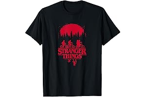 Stranger Things Group Shot Bike Ride Upside Down Silhouette T-Shirt for Family Video Night