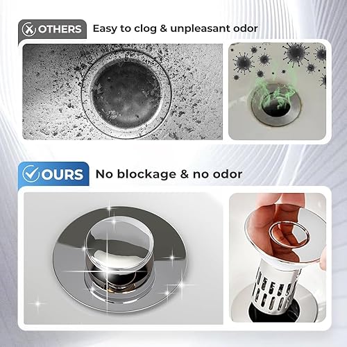 Miniatura 6 de Filtro de drenaje para fregadero de baño, nuevo filtro de drenaje para fregadero 2026 con recogedor de pelo, filtro de drenaje de piso de acero