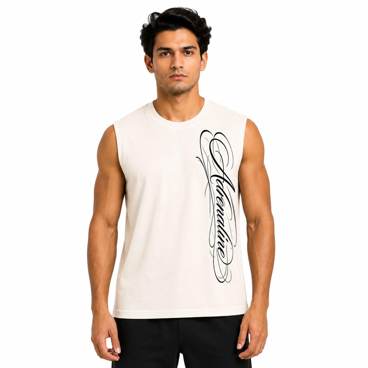 Men's Blue Sleeveless Muscle Tank Top with Adrenaline Print BY-picture-37