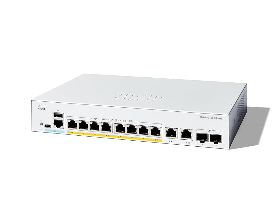 Amazon.com: Cisco Catalyst 1300-8P-E-2G Managed Switch, 8
