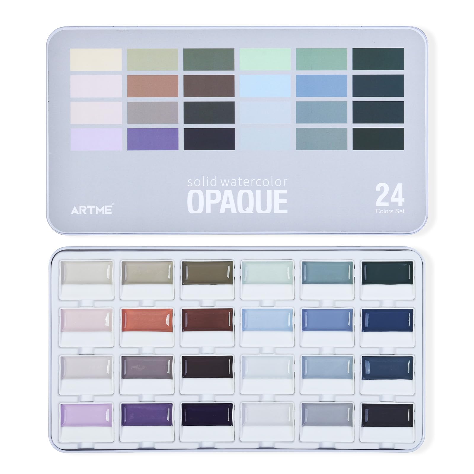 Watercolor Paint Set, 24 Colors Professional Semi-Moist Watercolor Paint, Gray Colors Opa…