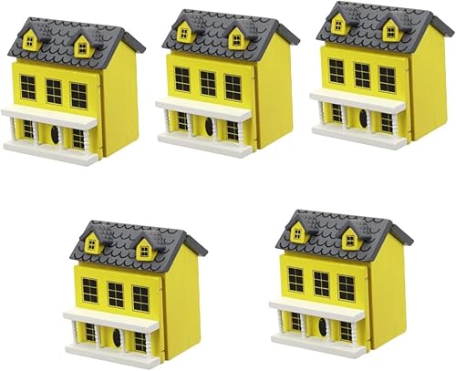 ibasenice 5 unids casa de campo en miniatura Putz Casas Navidad miniatura modelo de casa de madera modelo ornamento manualidades papel maché casa