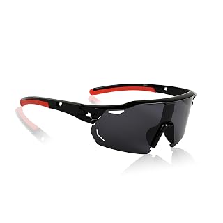 PARK LINE VeloBlade R1 – UV100 Polarized Sports Sunglasses for Cycling, Running, and Driving (Black Lens, Red Accents, Unisex)