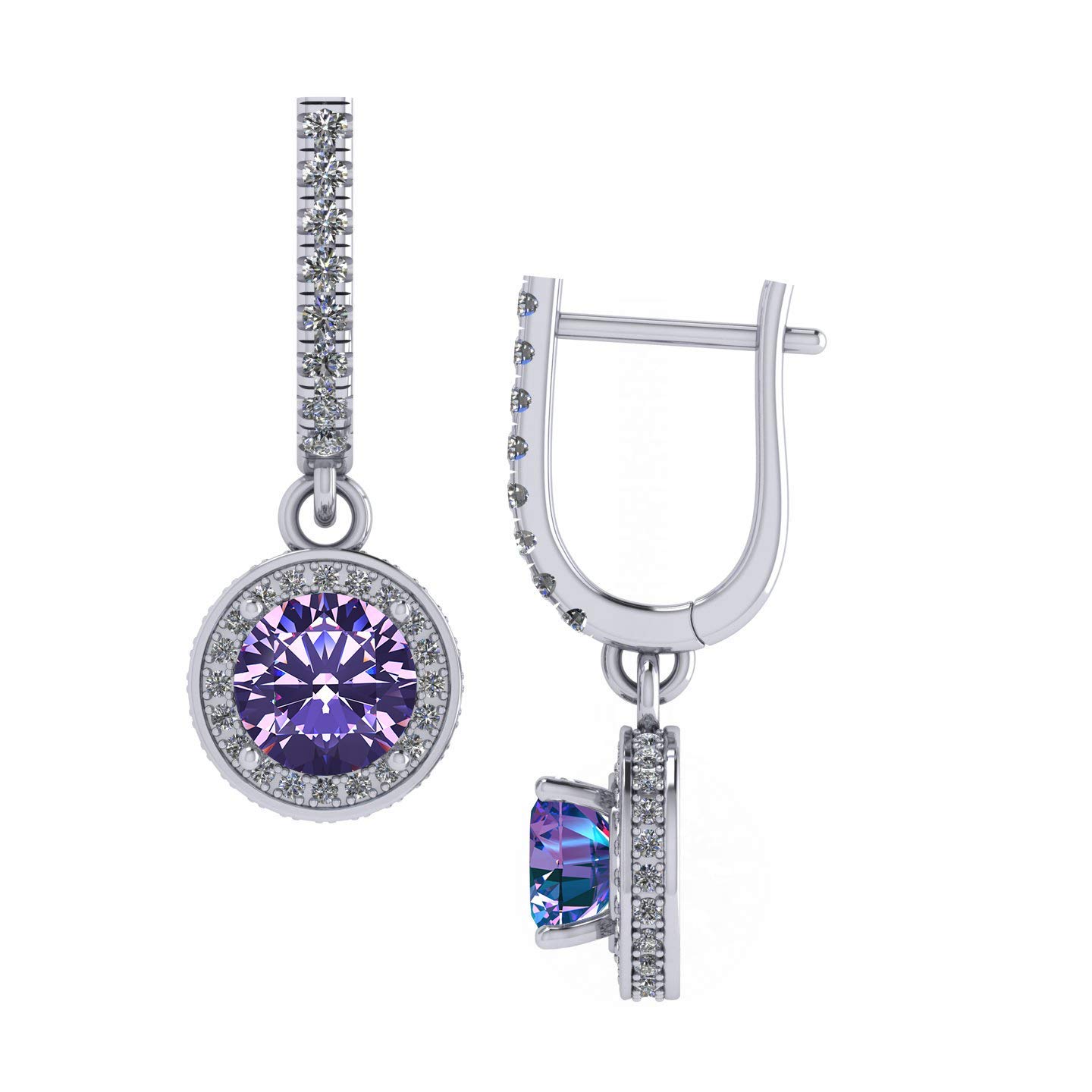 Boucles D’oreilles Clous Rondes – Perles Simulées Et Zircones Cubiques – Halo – Mode – Neuves