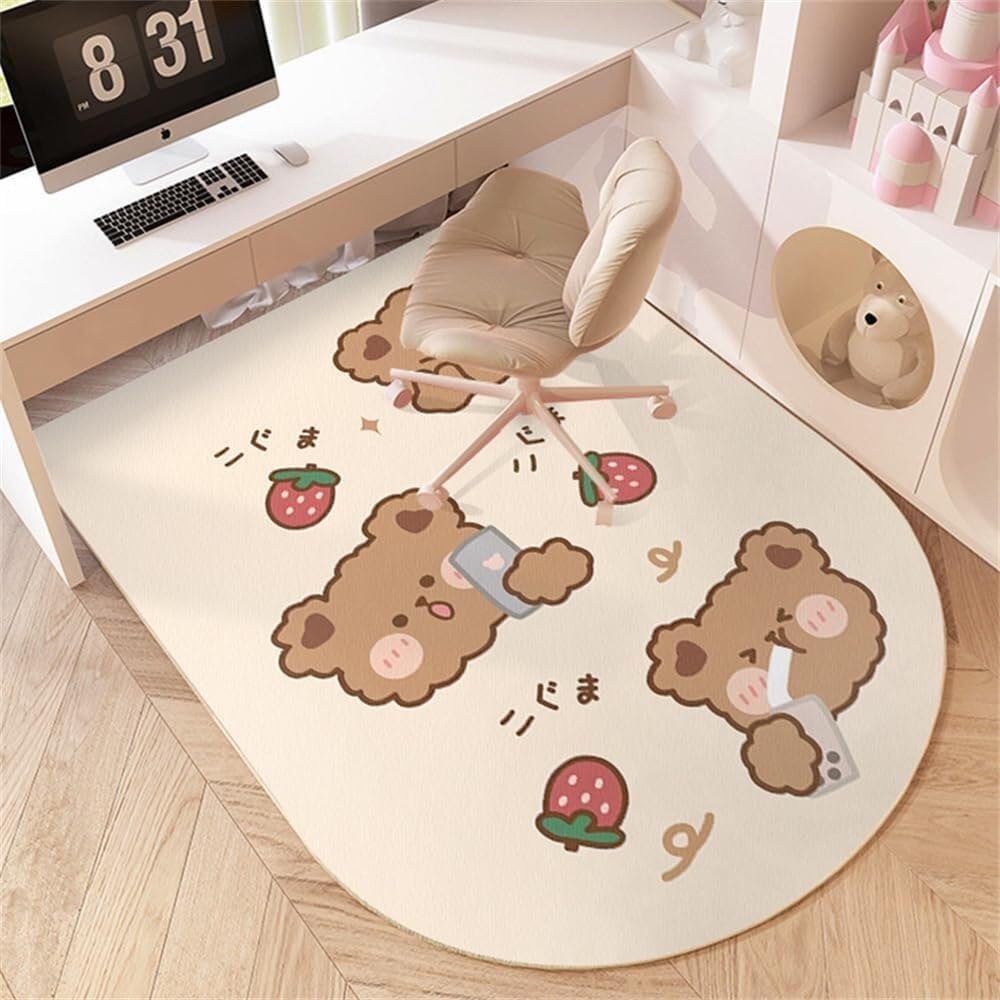 SSDDLZEQ Premium durable range Multifunctional Wooden Floor Protector For Cartoon-themed Computer Gaming Chairs(Strawberry,60x90cm)