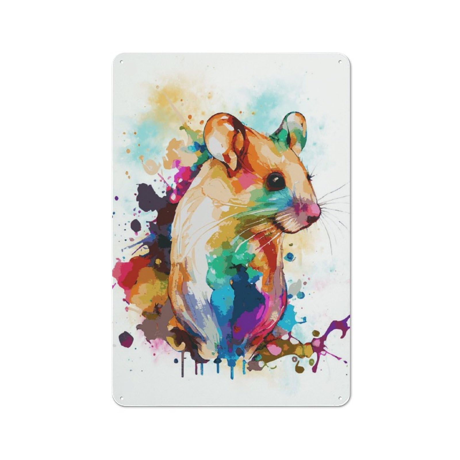 Watercolor Mouse Painting Retro Metal Sign 30x20cm for Studio Or Craft Room, A Christmas Gift for People Styling Studio And Craft Room