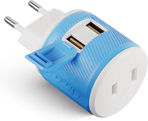 Adaptador de enchufe de viaje europeo con USB dual, para la mayoría de Europa, tipo C (U2U-9C), funcionará con teléfonos celulares, cámara, laptop,