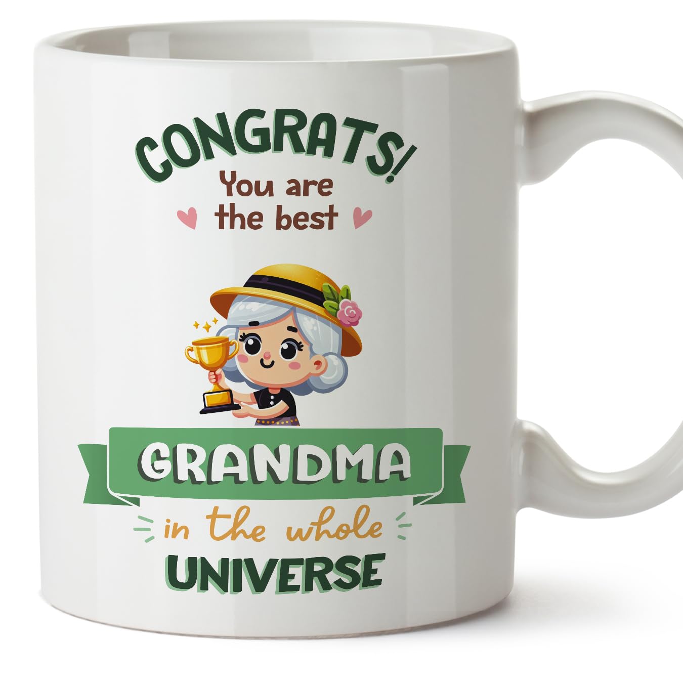MUGFFINS Grandmother/Grandma 2 Mug - in English - Best in Universe Trophy - Funny Gift - Ceramic 11oz Mug — image 1