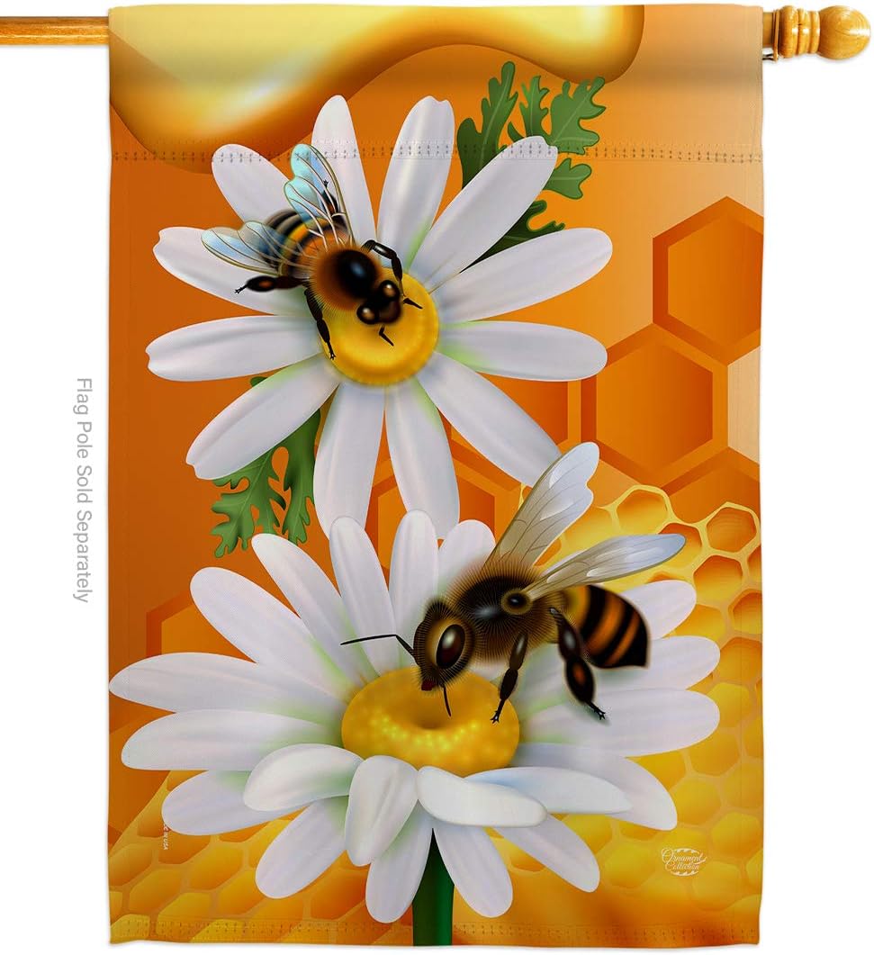 Sweet Honey House Flag Garden Friends Butterfly Ladybugs Dragonfly Bee Springtime Insect Natural Wildlife Small Decorative Gift Yard Banner Made In USA 28 X 40