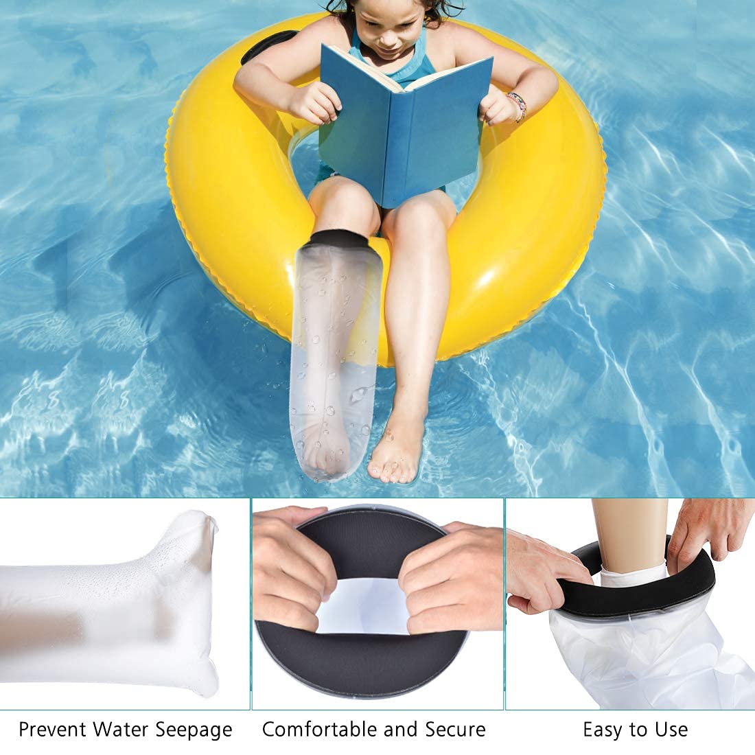 Protège Platre Protection Enfants pour Jambe Cheville Pied Protection Étanche pour Platre Protecteur de Bandage Utilisé pour Demi-Jambe Imperméable Protection Étanche pour Douche et Baignade