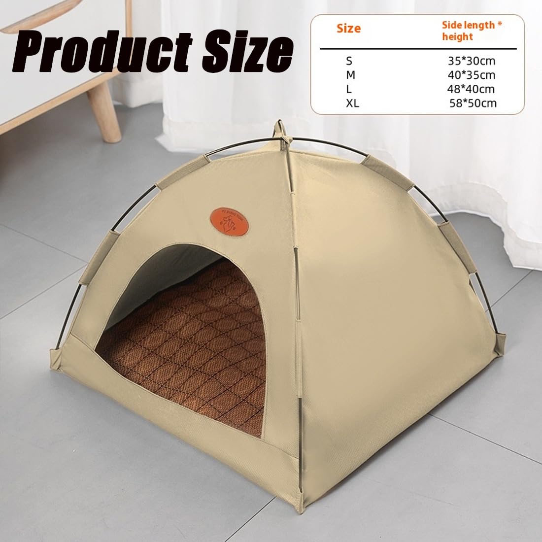 BreezyDen Pop-Up Pet Tent, Portable Hideaway for Cats & Small Dogs, Cat Tents for Indoor Cats with Mesh Window, Waterproof, Cooling Mat, Breathable Mesh & Non-Slip Base, Fully Washable (Coffee,L)