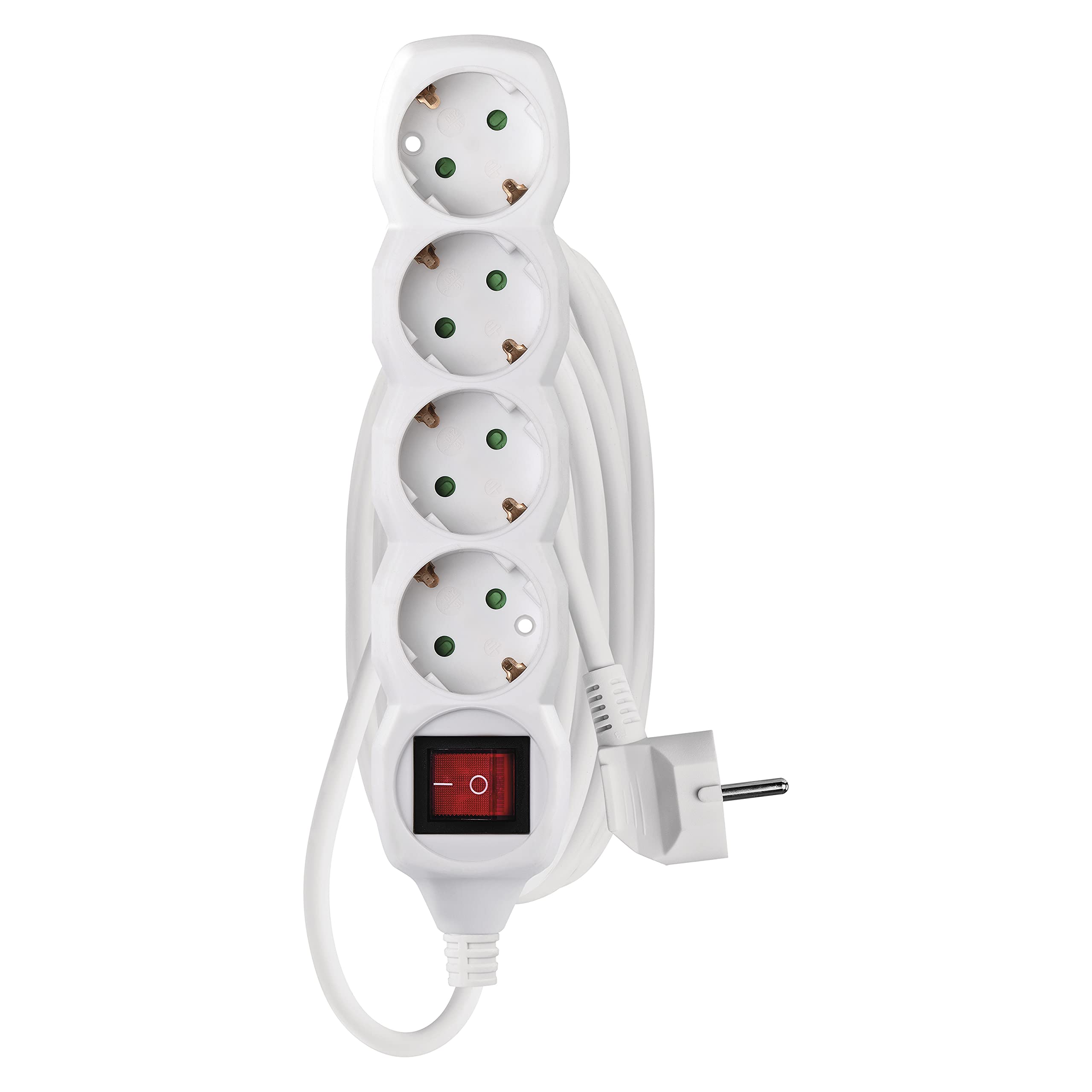 EMOS P1423R Steckdosenleiste 4-Fach mit Schalter, 3 m Kabel, weiß, Steckdosen 45° gedreht, 1,5 mm, Schuko Mehrfachsteckdose mit Kindersicherung, IP20 für Innenbereich (Packung mit 3)