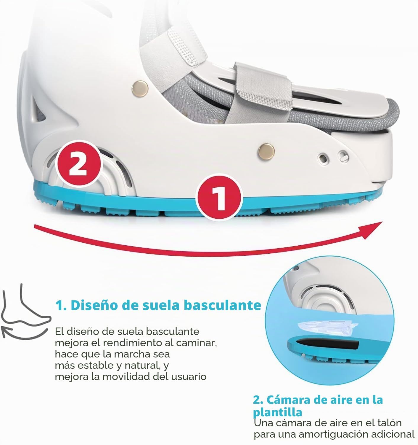 Bota inflable para fracturas, soporte para caminar con cámara de aire médica, bota para caminar para recuperación de tobillo esguince de tobillo, fractura de estrés, fractura de pie roto y