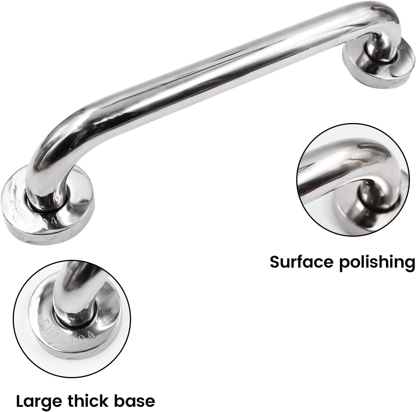 2 Pcs Stainless Steel Grab Bar, Steel Safety Support Rail, Bathroom