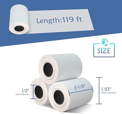 Miniatura 2 de BESTEASY Rollos de papel térmico de 3-18 pulgadas x 119 pies, papel de recibo térmico, rollo de caja registradora de impresora térmica, papel POS,