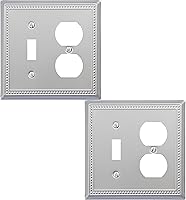 Vista 67 de Cubierta de Interruptor de Luz de Tomacorriente Dúplex Individual Belaire de Metal con Cuentas para Pared, Paquete de 4 Latón Antiguo 1 Gang