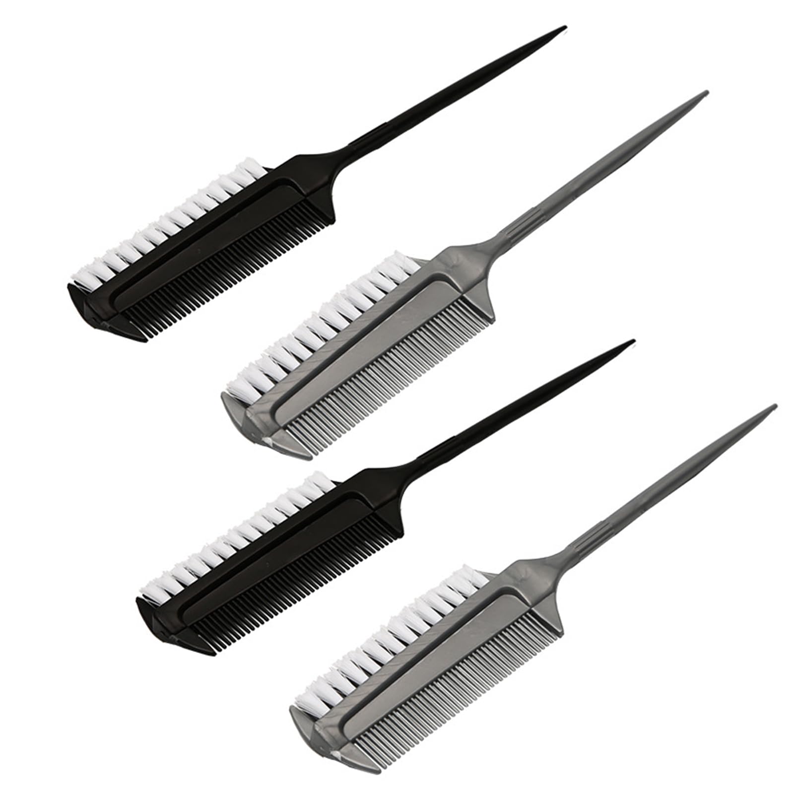 Glättungsbürste Für Pferdeschwänze, Multifunktionaler Haarkamm, Doppelseitiger Kantenkamm, Ergonomischer Haarfärbekamm, Professionelle Haarfärbewerkzeuge (Schwarz Und Grau)