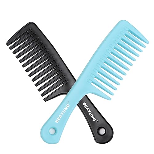 BEAYUNG 2 peines de dientes anchos, peines de ducha, peine para cabello rizado mojado, cepillo de pelo duradero para el mejor peinado y cuidado
