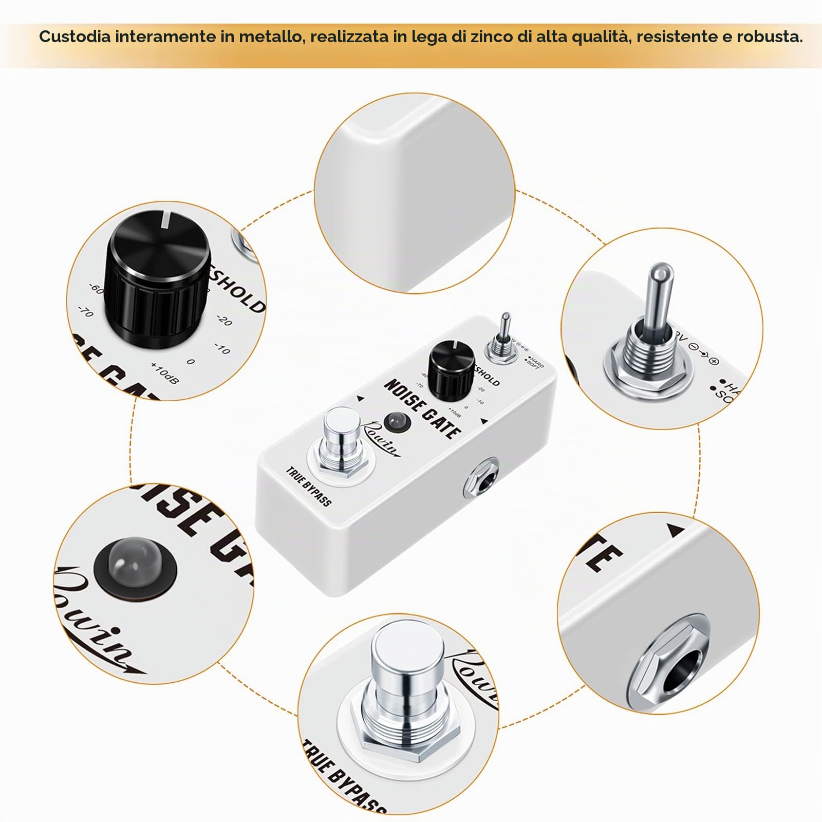 Rowin Noise Killer LEF-319 - Effetto Noise Gate a pedale per chitarra, soppressione del rumore