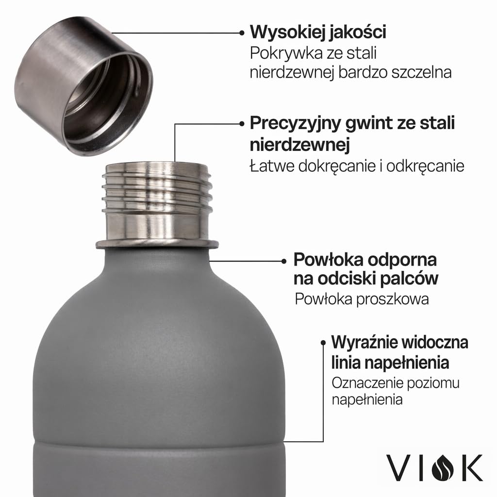 Butelka do Aarke Carbonator 3 i 2 oraz Smeg SKC01, kompatybilna z Brita SodaOne, Sodapop Cooper i Philips GoZero – zamienna butelka ze stali nierdzewnej 1,3 l do saturatora wody (2, Szary matowy)