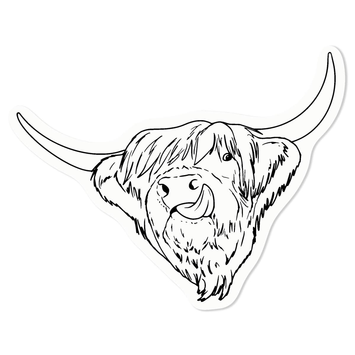 Azeeda Small 100mm 'Highland Cow Head' Clear Static Window Cling Sticker/Decal (Black) (WC00070090)