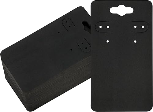 joycraft 100 tarjetas de aretes con 6 agujeros, tarjetas negras de 2 x 3.5 pulgadas, etiquetas de exhibición de joyas de papel en blanco para