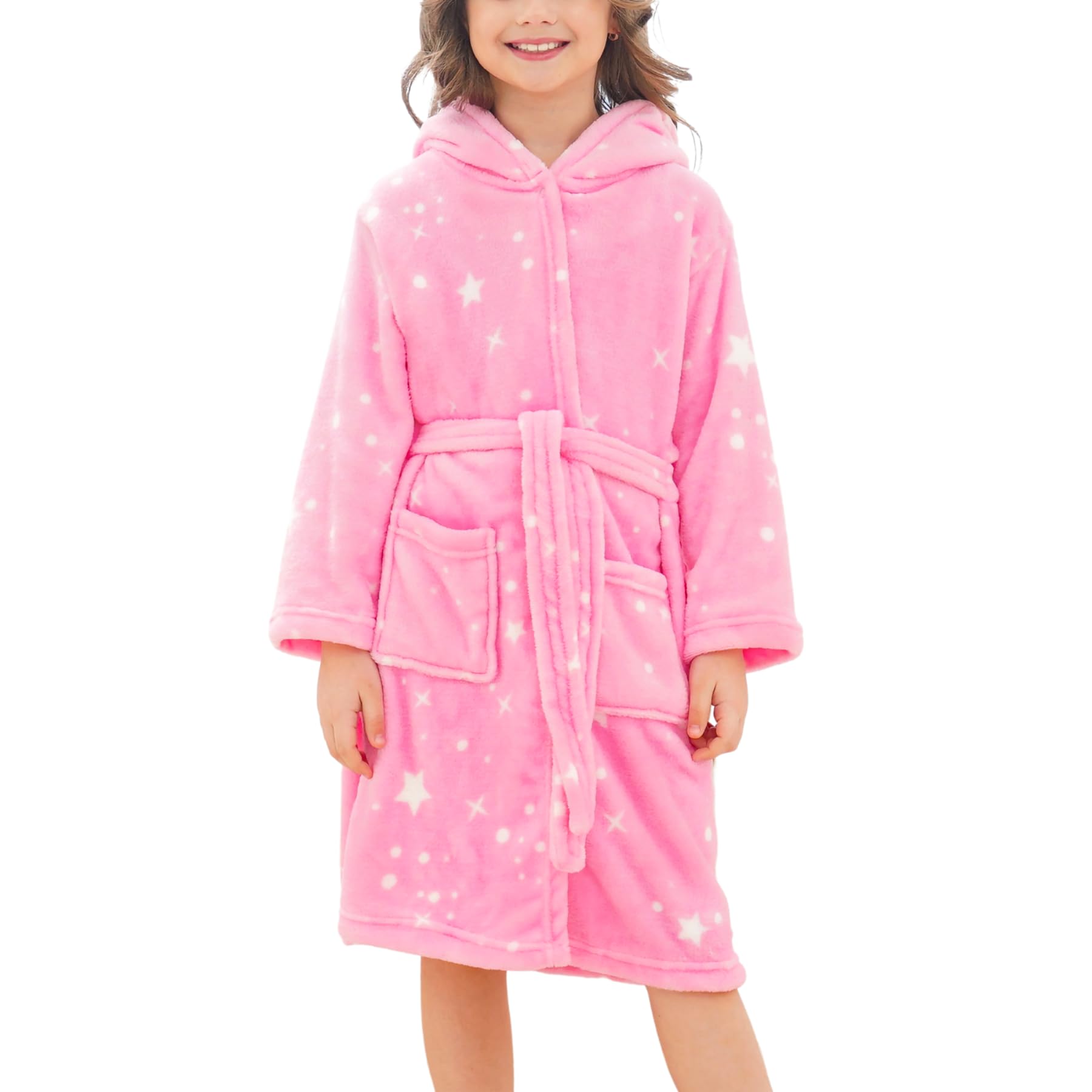 Albornoz Suave con Capucha para Niñas Bata de Vellón Ropa de Dormir para Niños